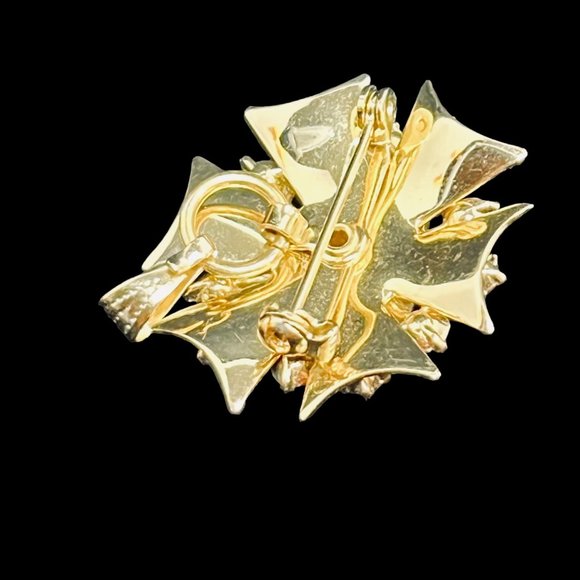 Vintage Clear Rhinestone Maltese Cross Brooch/Pendant (4622) - Picture 4 of 4